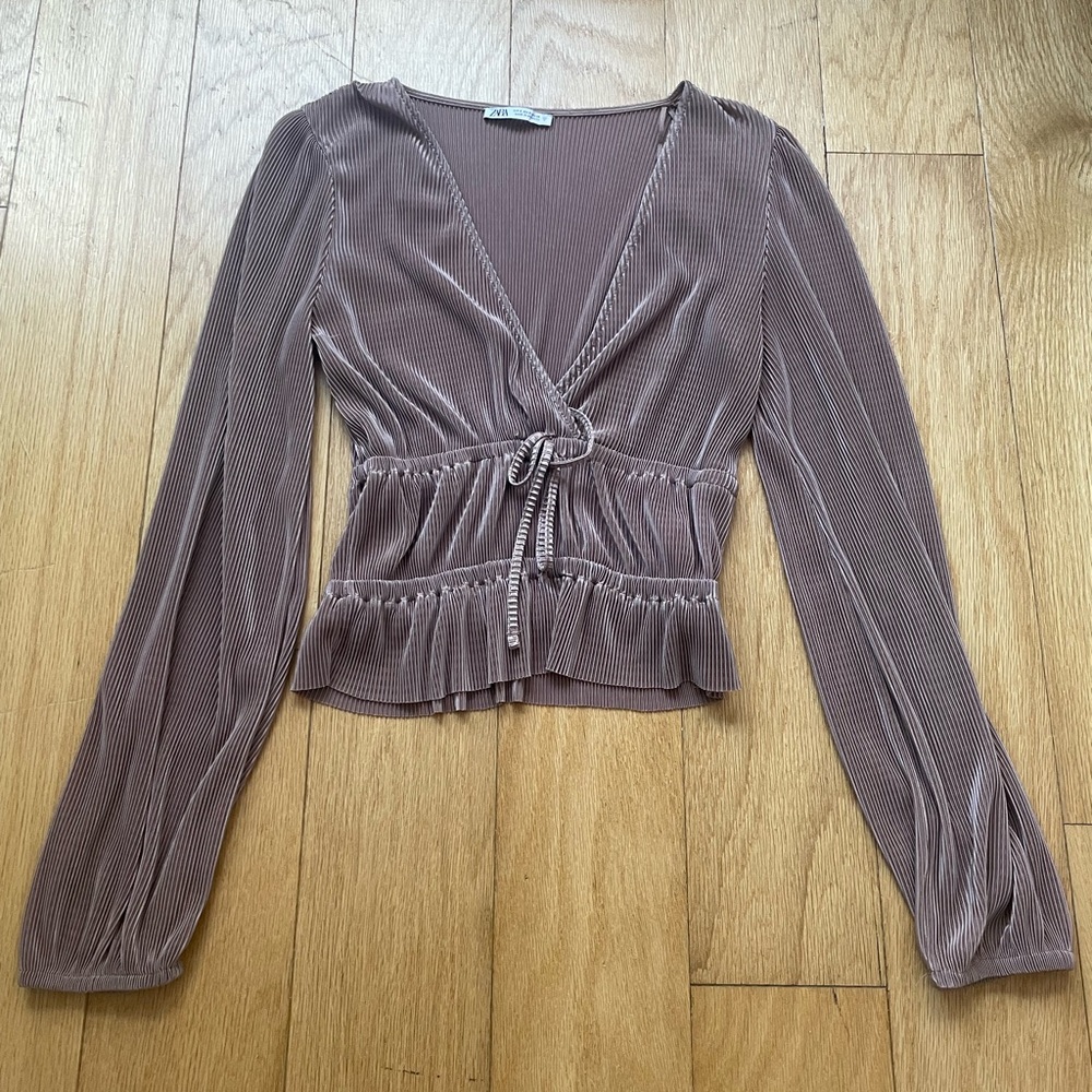 Blush pink silky Zara top worn once